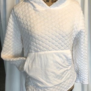 Quilted White Sweatshirt by Broken Threads